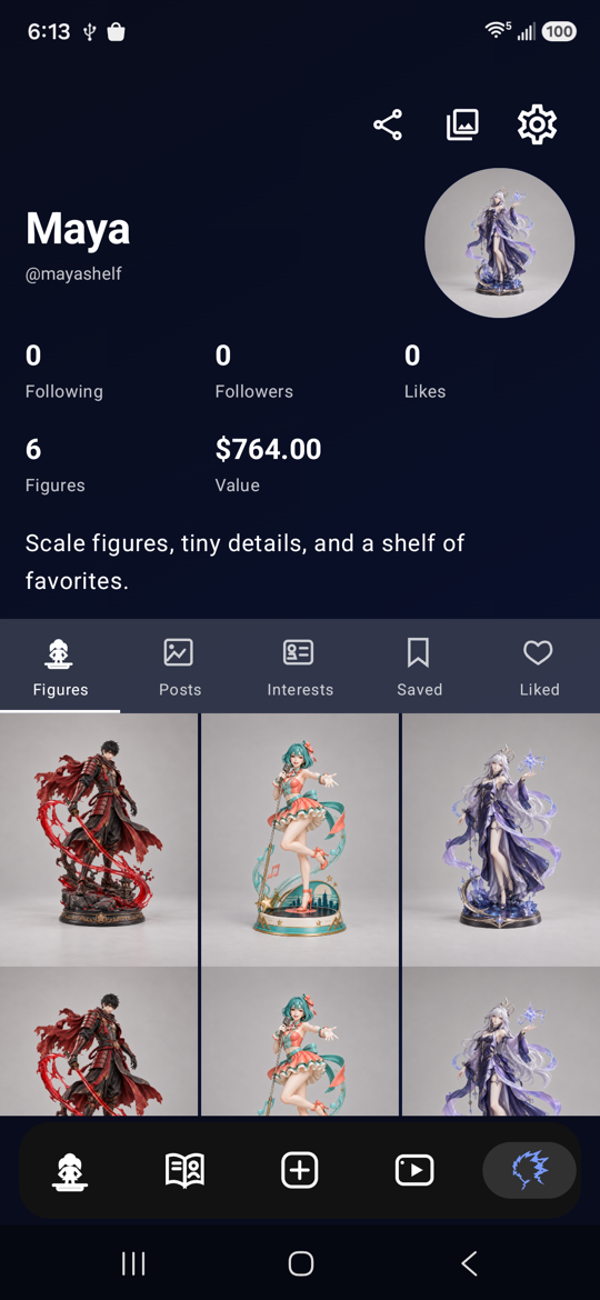 AFT collector profile with sample figure photos and collection totals.